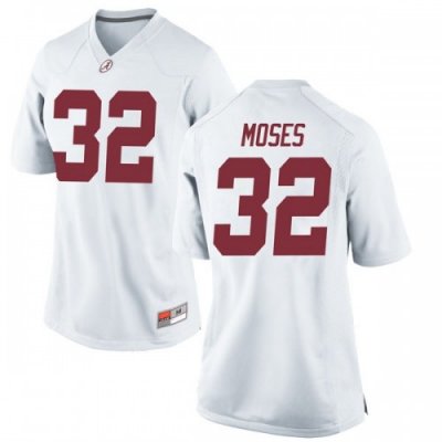 Women's Alabama Crimson Tide #32 Dylan Moses White Game NCAA College Football Jersey 2403NOTD6